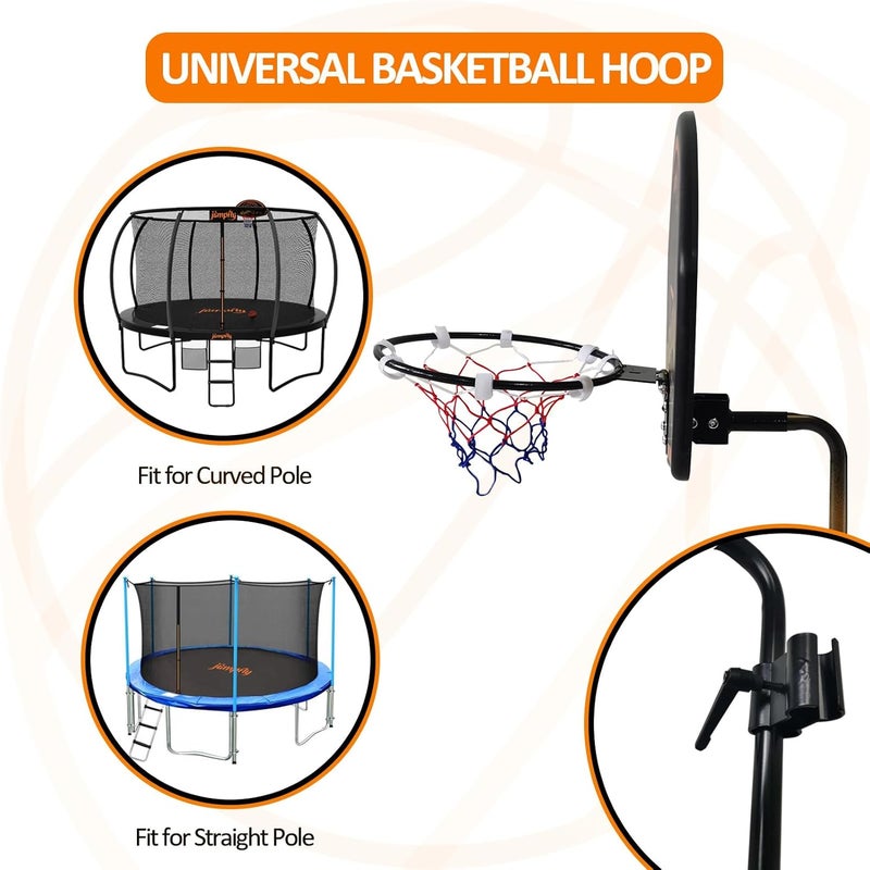jumpfly Trampoline Basketball Hoop Attachment, Basketball Hoop for Trampoline Easy to Install, Universal Trampoline Accessories Fits Straight Pole & Curved Pole with Mini Balls & Pump - Image 5